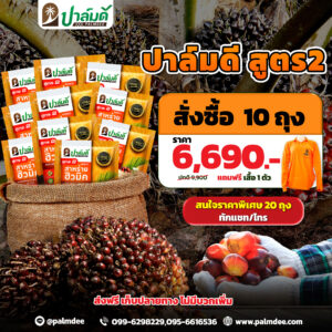 โปรโมชั่น 10 ถุง   สูตร 2  แถมฟรี เสื้อปาล์มดี 1 ตัว